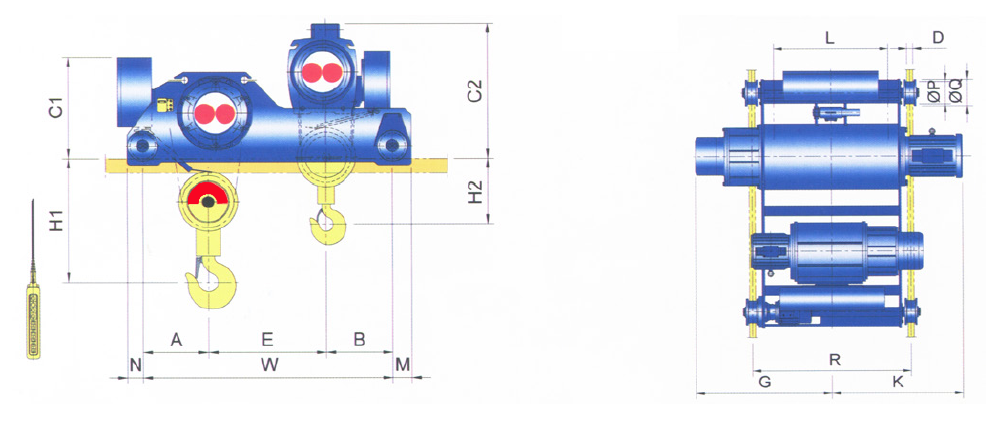 Main & Aux Doublerail Type Hoist