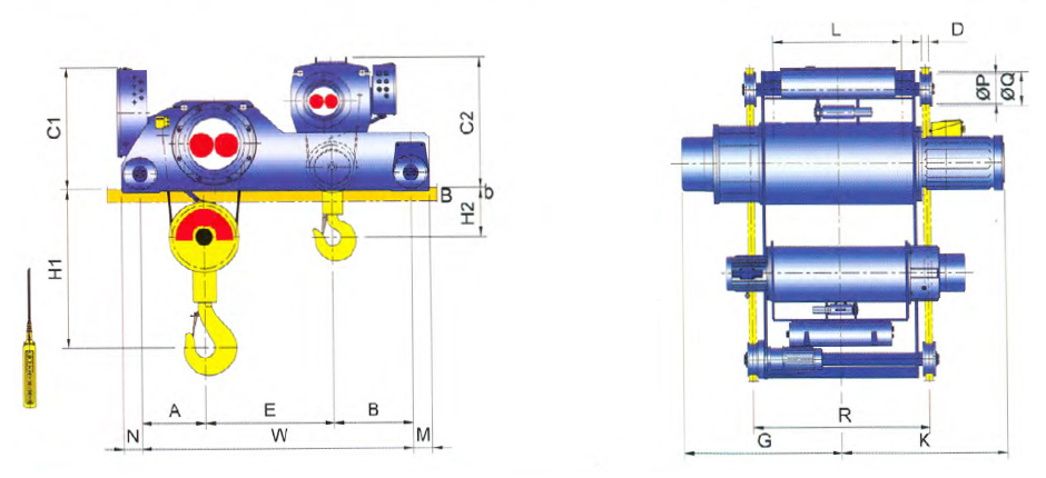 Main & Aux Doublerail Type Hoist